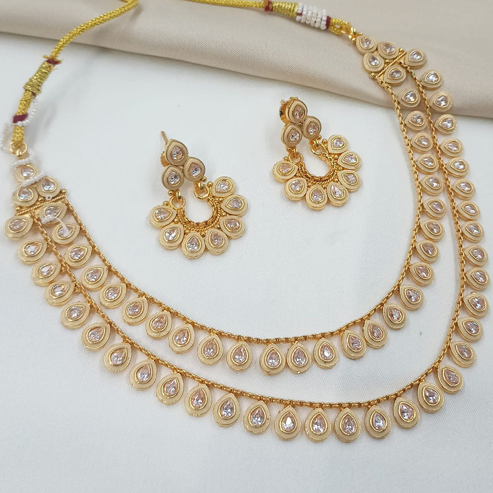NAFJ Sparkling Crystal Stone Designer Meenakari Necklace Set