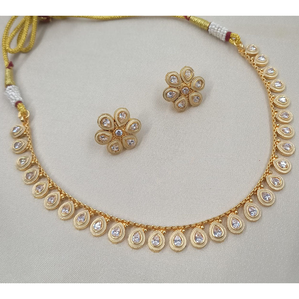 NAFJ Sparkling Crystal Stone Designer Meenakari Necklace Set