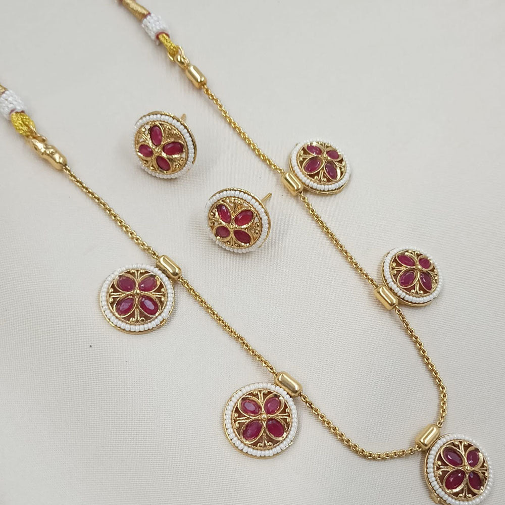 NAFJ Royal Pota Stone Designer And Pearl Necklace Set