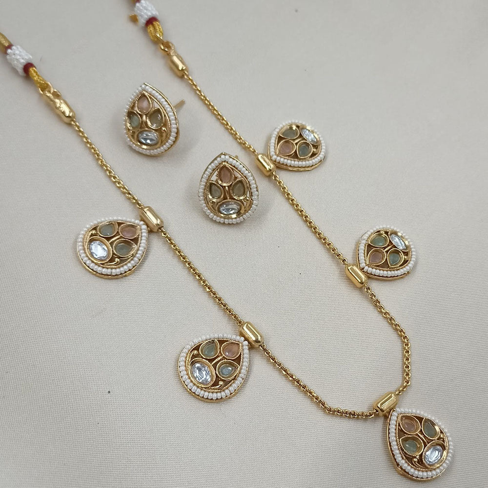 NAFJ Royal Pota Stone Designer And Pearl Necklace Set