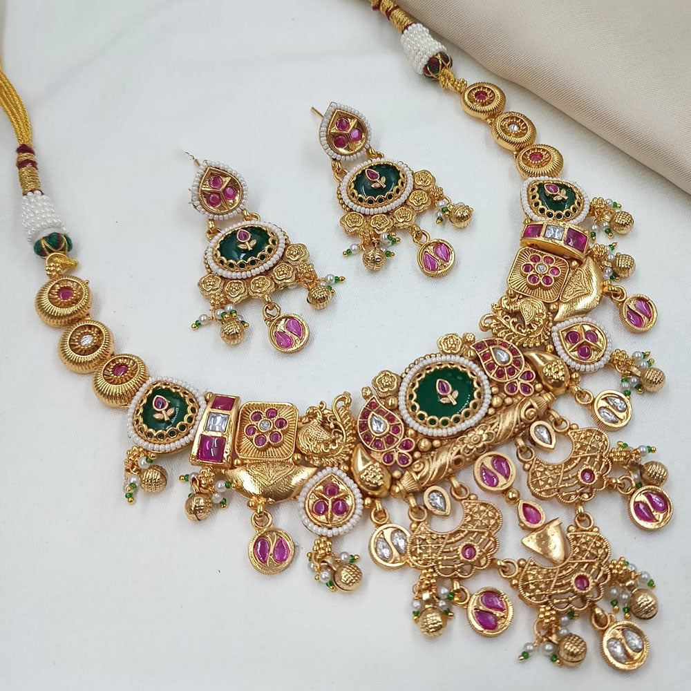 NAFJ Royal Pota Stone Designer And Pearl Necklace Set