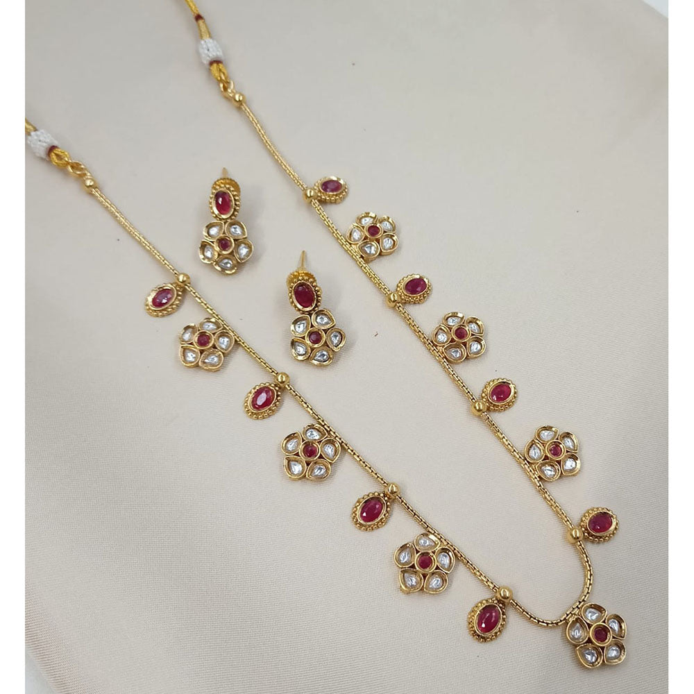 NAFJ Royal Pota Stone Designer And Pearl Necklace Set