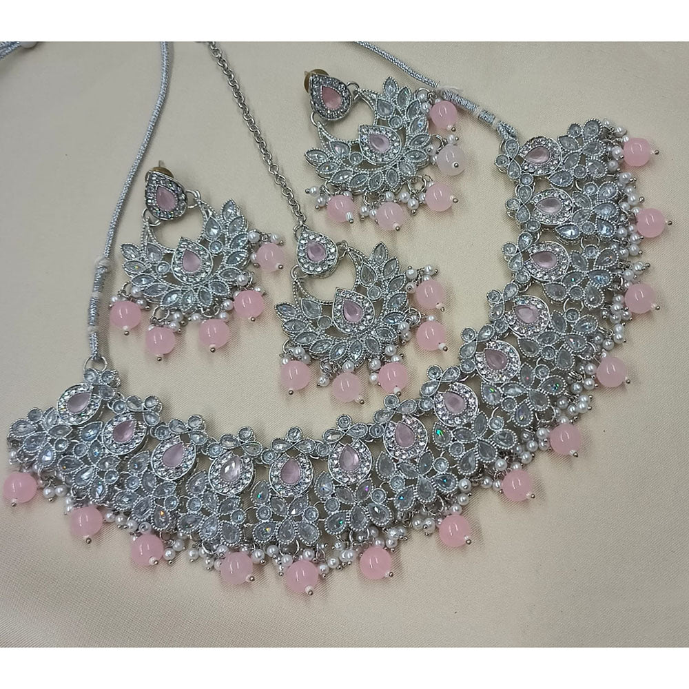 NAFJ Sparkling Crystal Stone Designer Beads Necklace Set