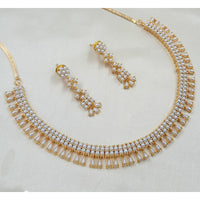 NAFJ Premium Crystal Stone And Pearl Statement Necklace Set