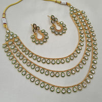 NAFJ Sparkling Crystal Stone Designer Meenakari Necklace Set