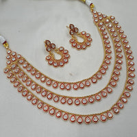 NAFJ Sparkling Crystal Stone Designer Meenakari Necklace Set