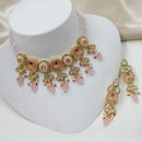 NAFJ Sparkling Crystal Stone Pearl And Beads Designer Choker Necklace Set