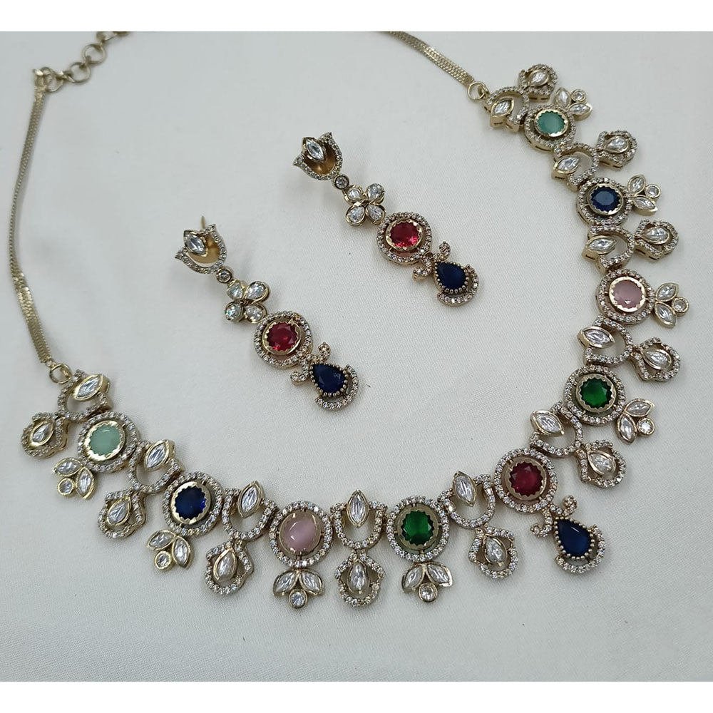 NAFJ Glam Polki Kundan Stone Embellished Necklace Set