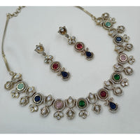 NAFJ Glam Polki Kundan Stone Embellished Necklace Set