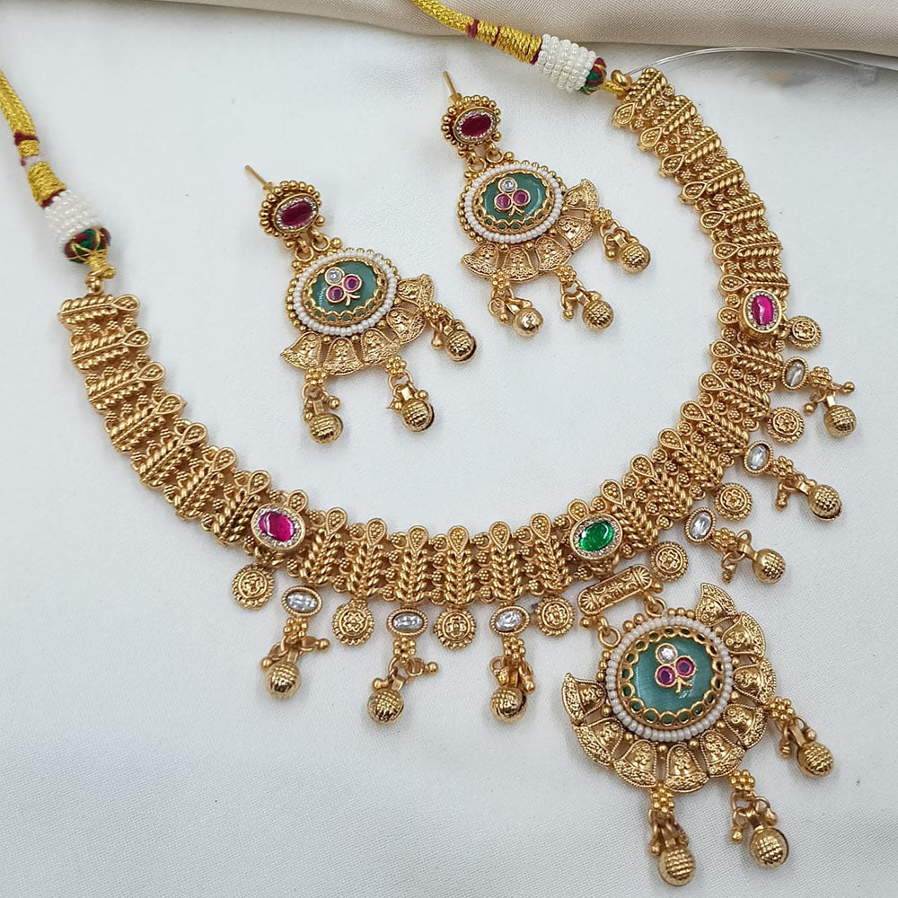 NAFJ Royal Pota Stone Designer And Pearl Necklace Set