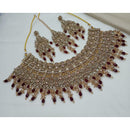 NAFJ Sparkling Crystal Stone Beads And Pearl Designer Necklace Set