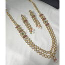 NAFJ Sparkling Crystal Stone And Pearl Designer Long Necklace Set