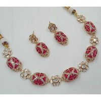 NAFJ Glam Polki Kundan Stone Embellished Necklace Set