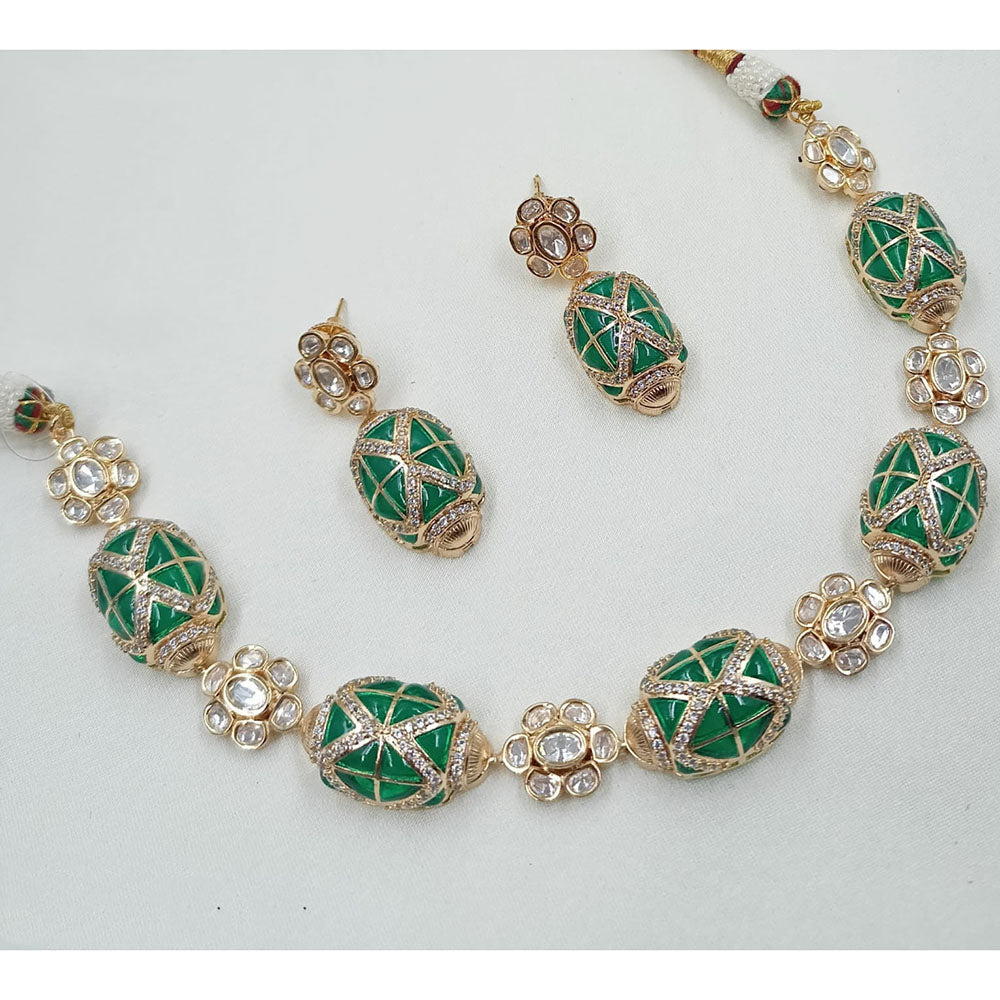 NAFJ Glam Polki Kundan Stone Embellished Necklace Set