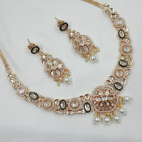 NAFJ Glam Polki Kundan Stone And Beads Embellished Necklace Set