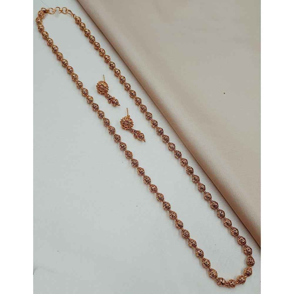 NAFJ Classic Beads Chain Long Necklace Set with Earrings