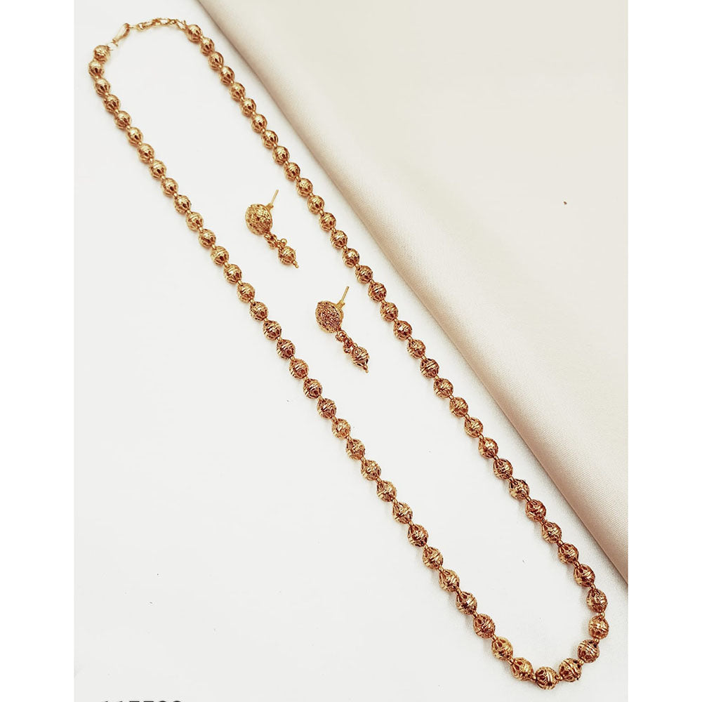 NAFJ Classic Beads Chain Long Necklace Set with Earrings