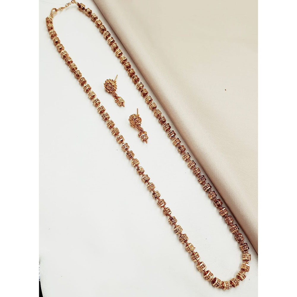 NAFJ Classic Beads Chain Long Necklace Set with Earrings