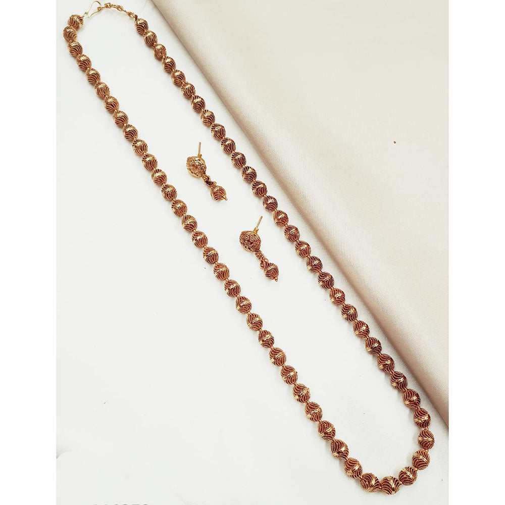 NAFJ Classic Beads Chain Long Necklace Set with Earrings