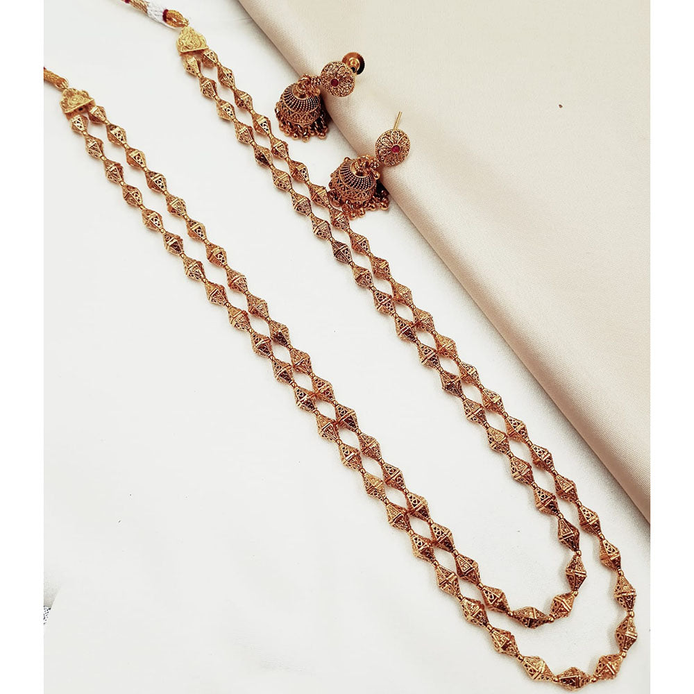 NAFJ Classic Beads Chain Long Necklace Set with Earrings