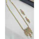 NAFJ Sparkling Crystal Stone And Pearl Designer Long Necklace Set