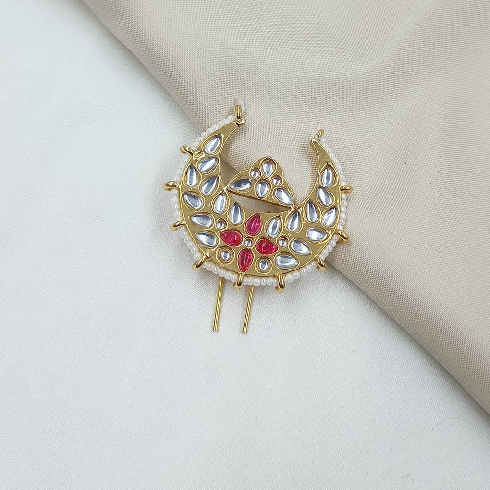 NAFJ Classic Indian Kundan Stone Pearl Hair Ornament