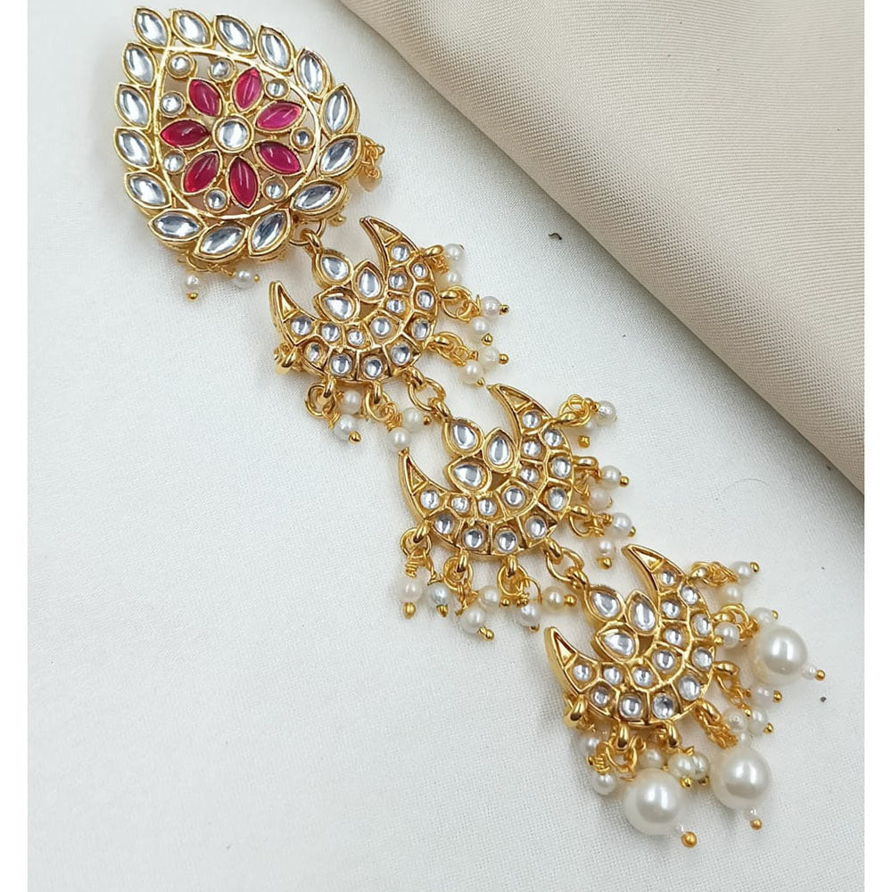 NAFJ Classic Indian Kundan Stone Pearl Hair Ornament