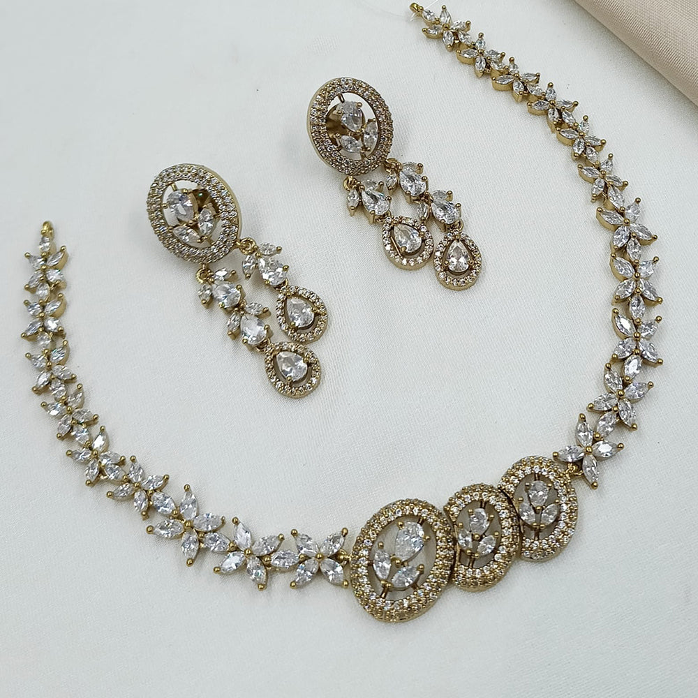 NAFJ Royal Sparkle American Diamond Necklace Set