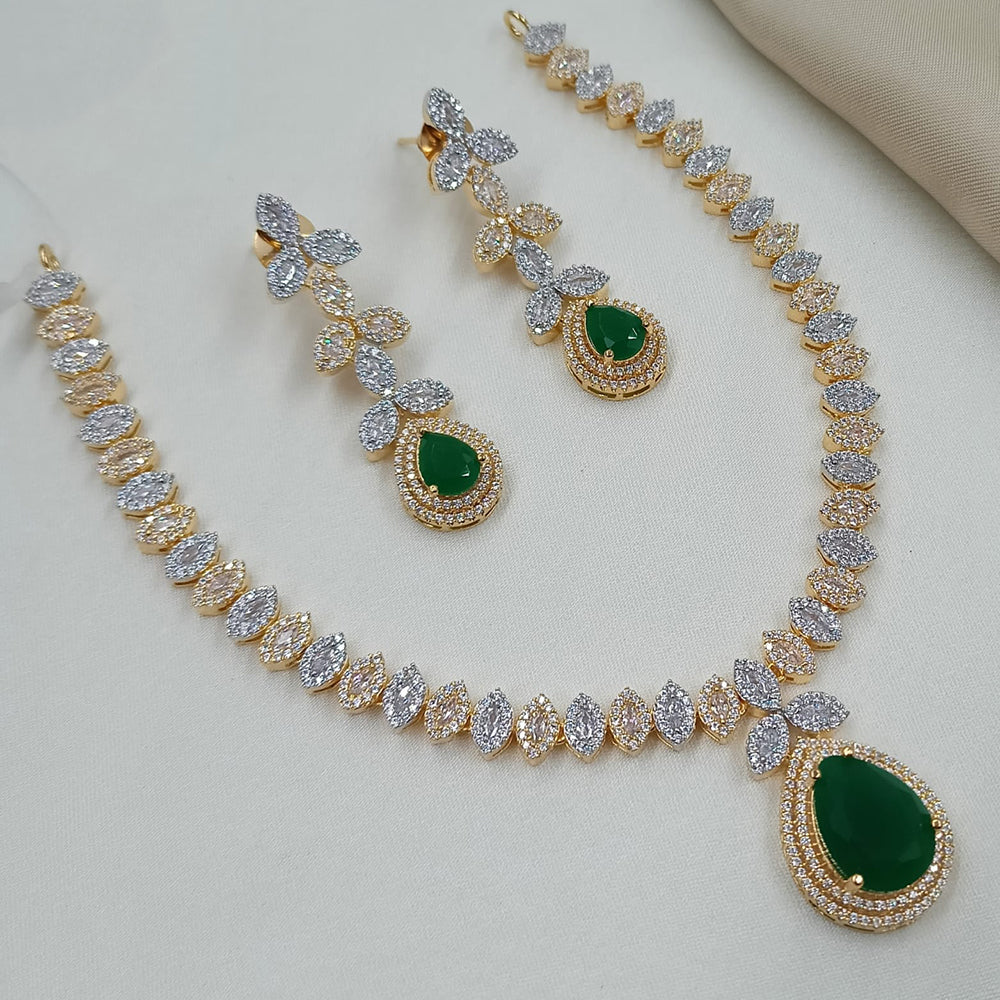 NAFJ Royal Sparkle American Diamond Necklace Set