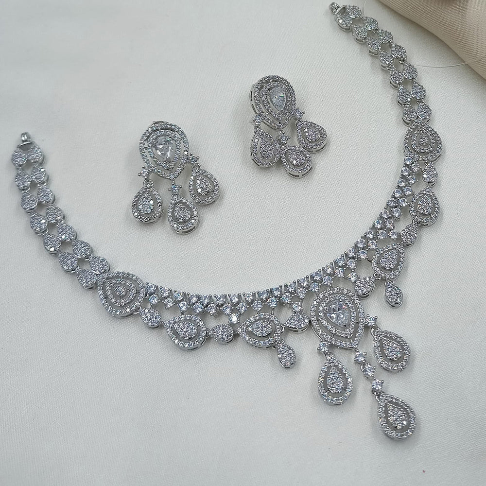 NAFJ Royal Sparkle American Diamond Necklace Set