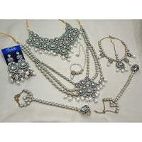 NAFJ Maharani Glow Kundan Stone Pearl And Beads Bridal Set