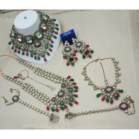 NAFJ Maharani Glow Kundan Stone Pearl And Beads Bridal Set