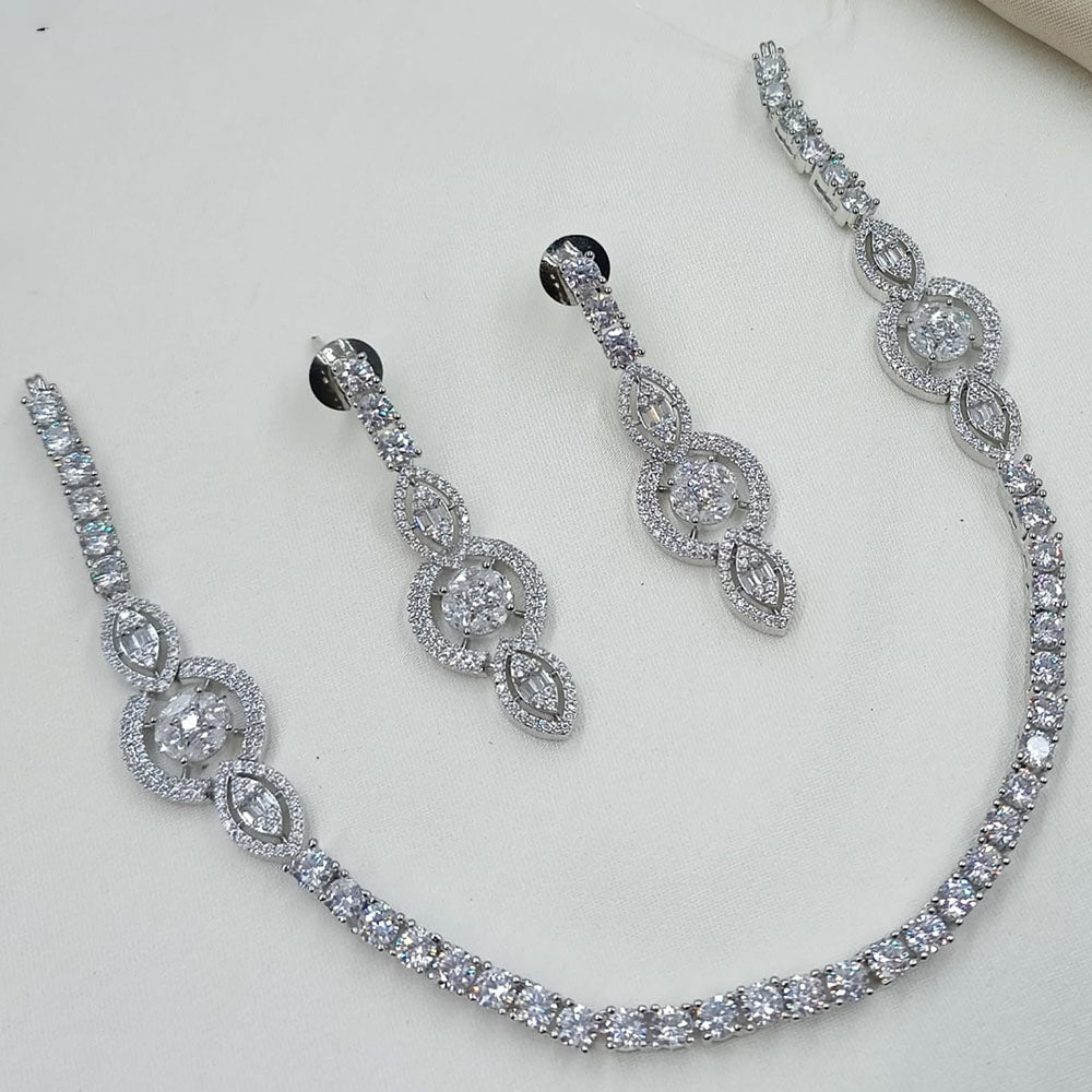 NAFJ Elegant American Diamond Designer Necklace Set
