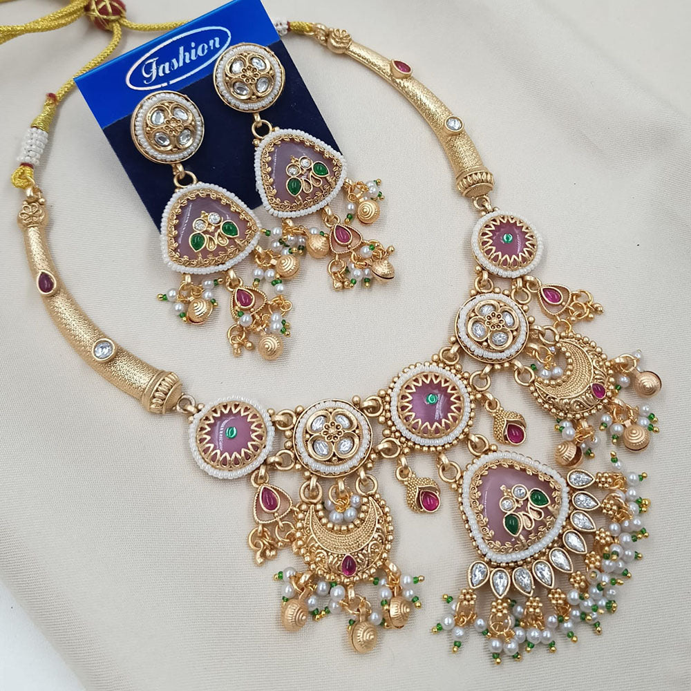 NAFJ Traditional Elegance Pota Stone And Pearl Necklace Set