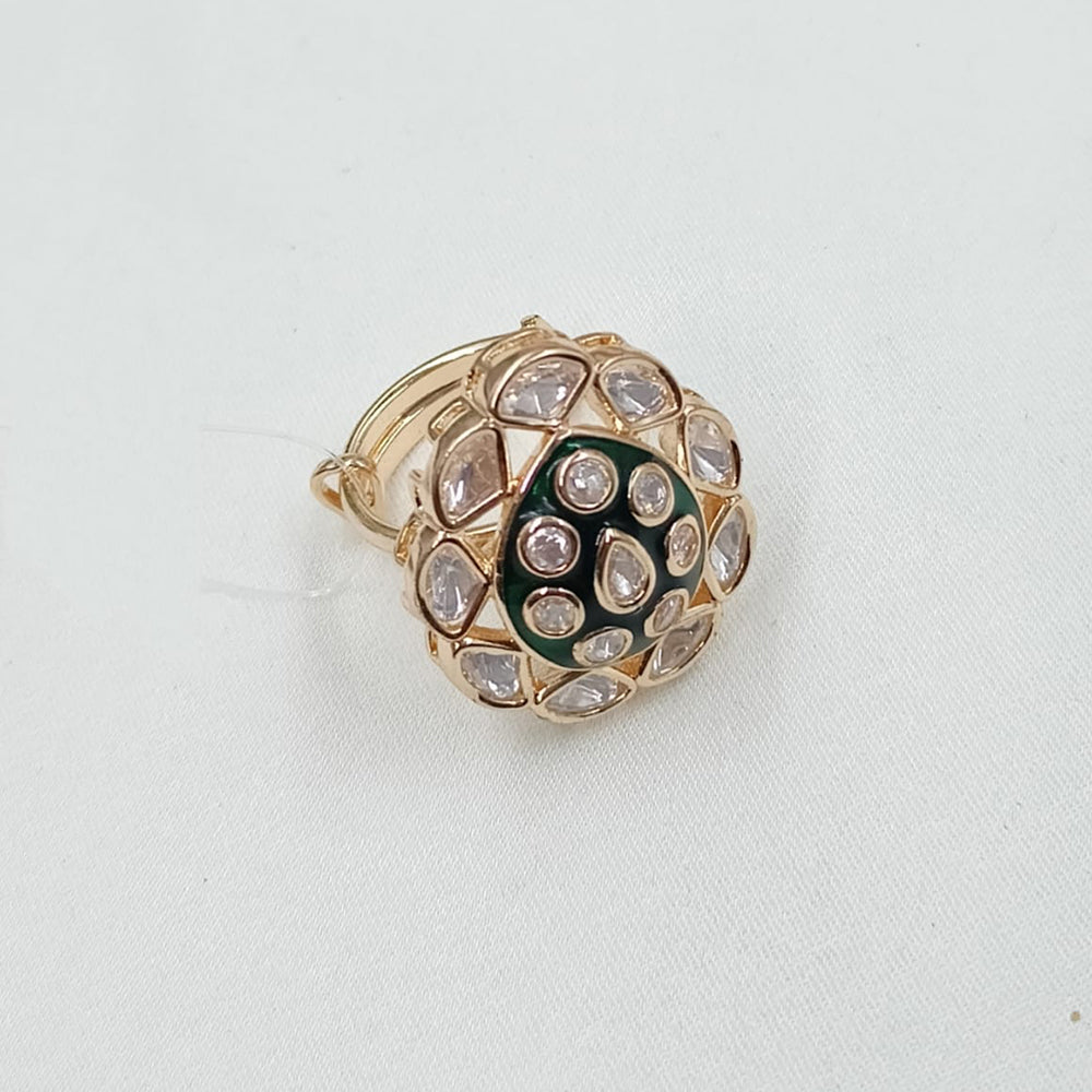 NAFJ Premium Polki Kundan And Meenakari Statement Ring