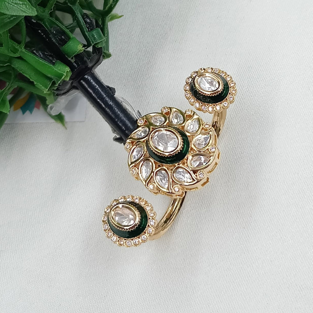 NAFJ Premium Polki Kundan And Meenakari Statement Ring
