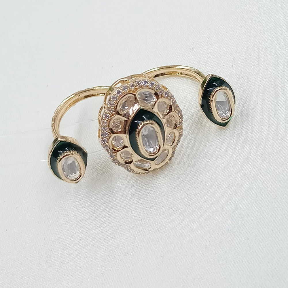 NAFJ Premium Polki Kundan And Meenakari Statement Ring