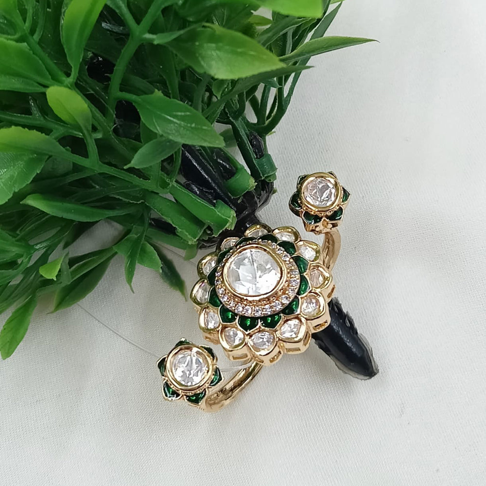 NAFJ Premium Polki Kundan And Meenakari Statement Ring