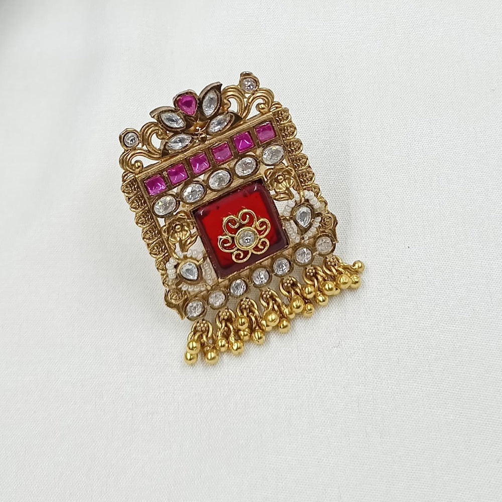 NAFJ Royal Pota Stone And Pearl Designer Ring