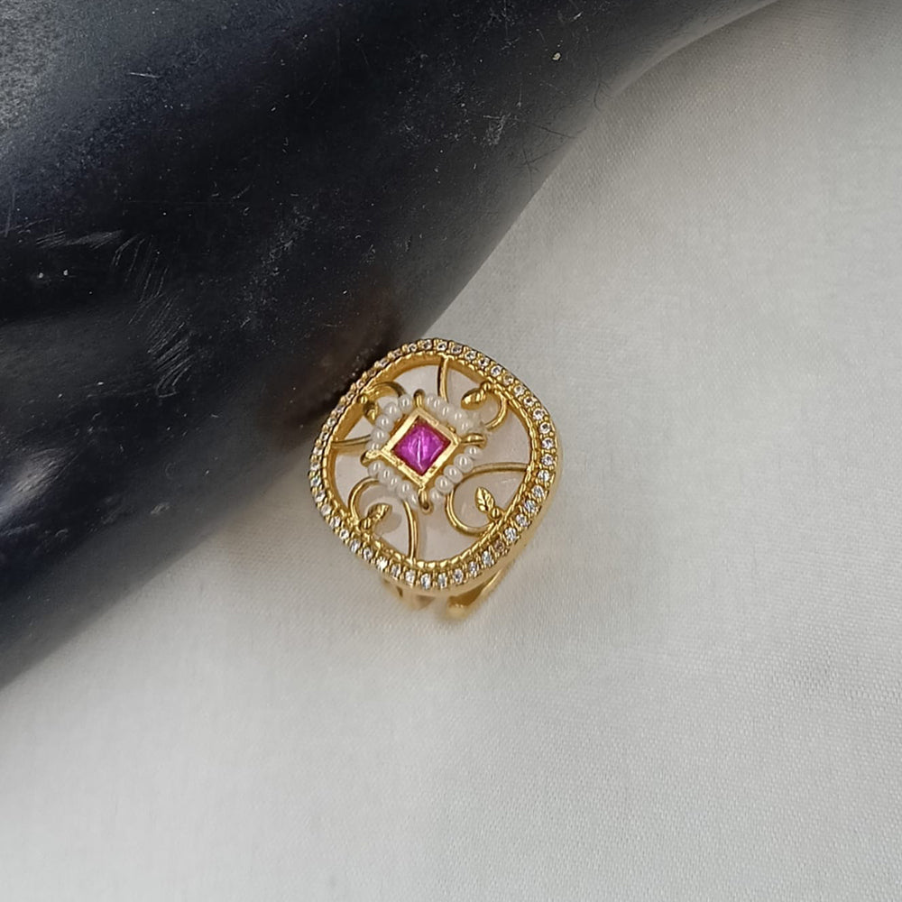 NAFJ Royal Pota Stone And Pearl Designer Ring