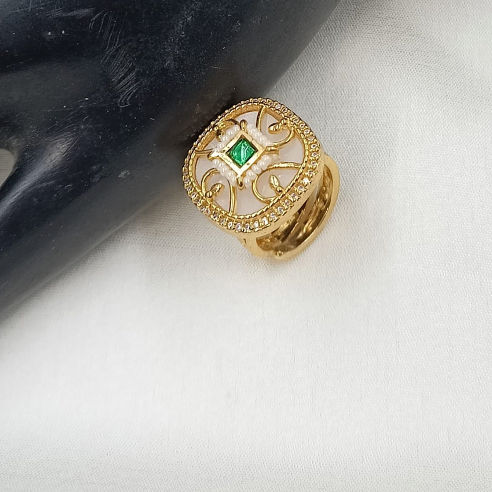 NAFJ Royal Pota Stone And Pearl Designer Ring