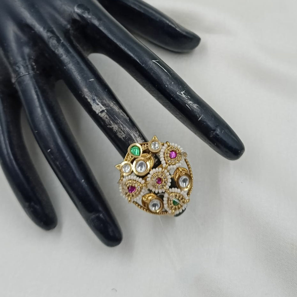 NAFJ Royal Pota Stone And Pearl Designer Ring