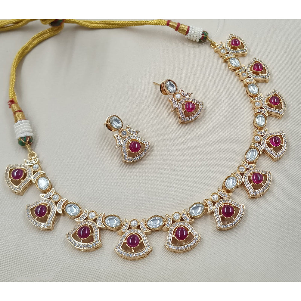 NAFJ Graceful Pota Stone And Austrian Stone Necklace Set