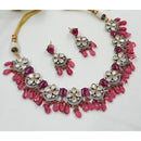 NAFJ Graceful Polki Kundan Stone Beads And Pearl Necklace Set