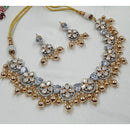NAFJ Graceful Polki Kundan Stone Beads And Pearl Necklace Set