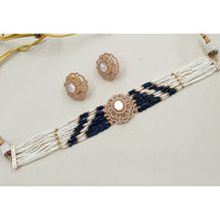 NAFJ Graceful Pota Stone And Austrian Stone Pearl Choker Necklace Set