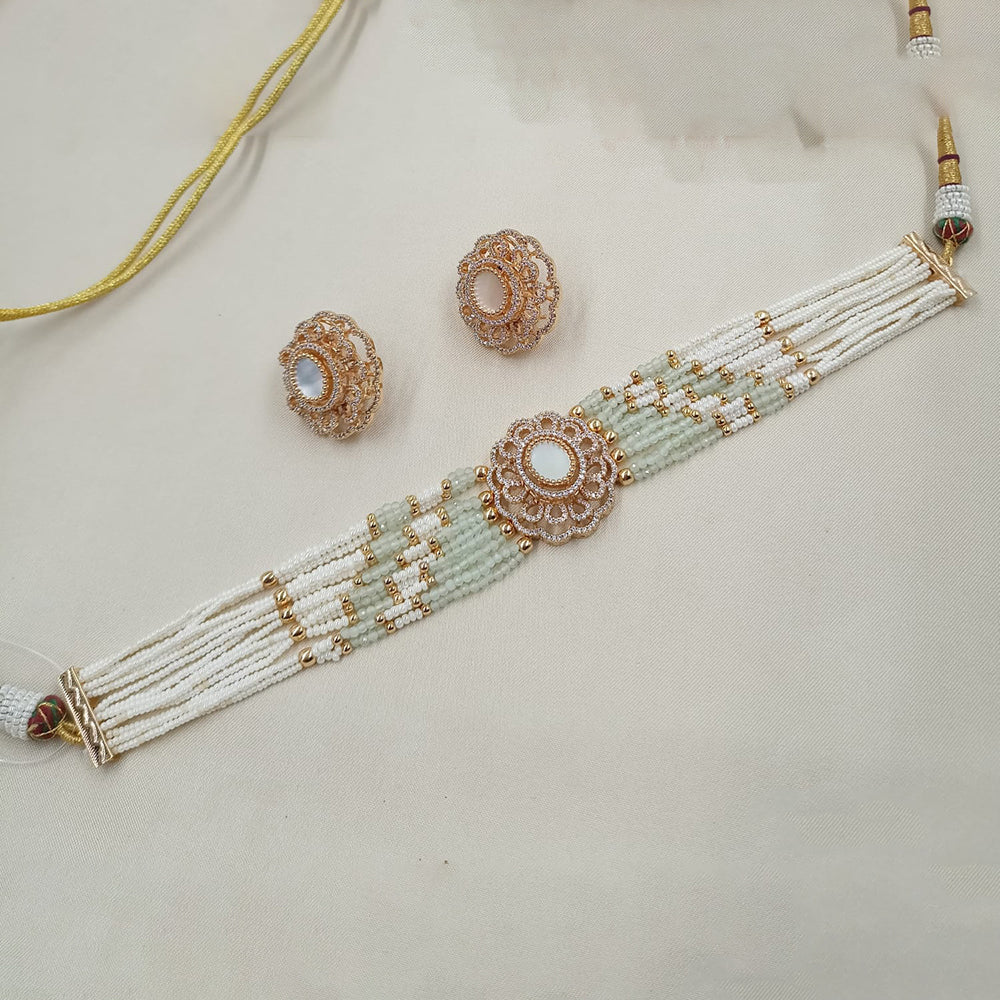 NAFJ Graceful Pota Stone And Austrian Stone Pearl Choker Necklace Set