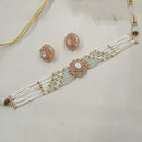 NAFJ Graceful Pota Stone And Austrian Stone Pearl Choker Necklace Set