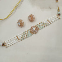 NAFJ Graceful Pota Stone And Austrian Stone Pearl Choker Necklace Set