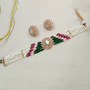 NAFJ Graceful Pota Stone And Austrian Stone Pearl Choker Necklace Set